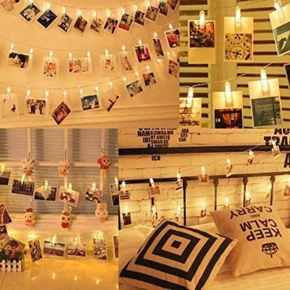 LED‎ Clips Fairy Lights for Hanging Photos and Memories, 20 Warm Lights~~NWT